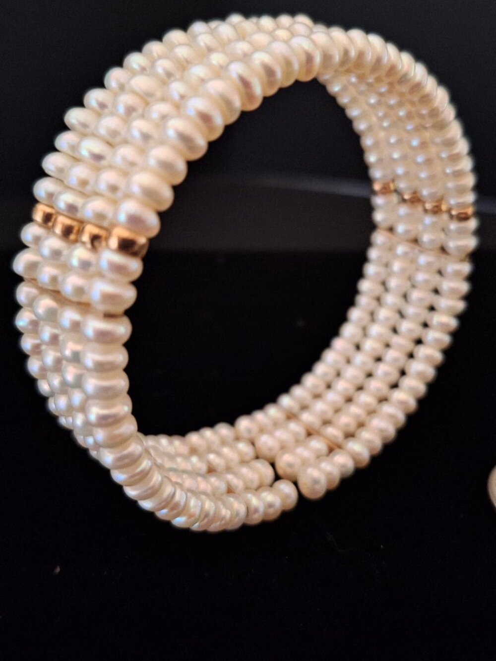 Simulated Pearl 4-Row Cuff Bracelet